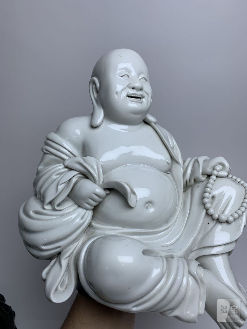 清 德化窑弥勒坐像（带木座） - 图6